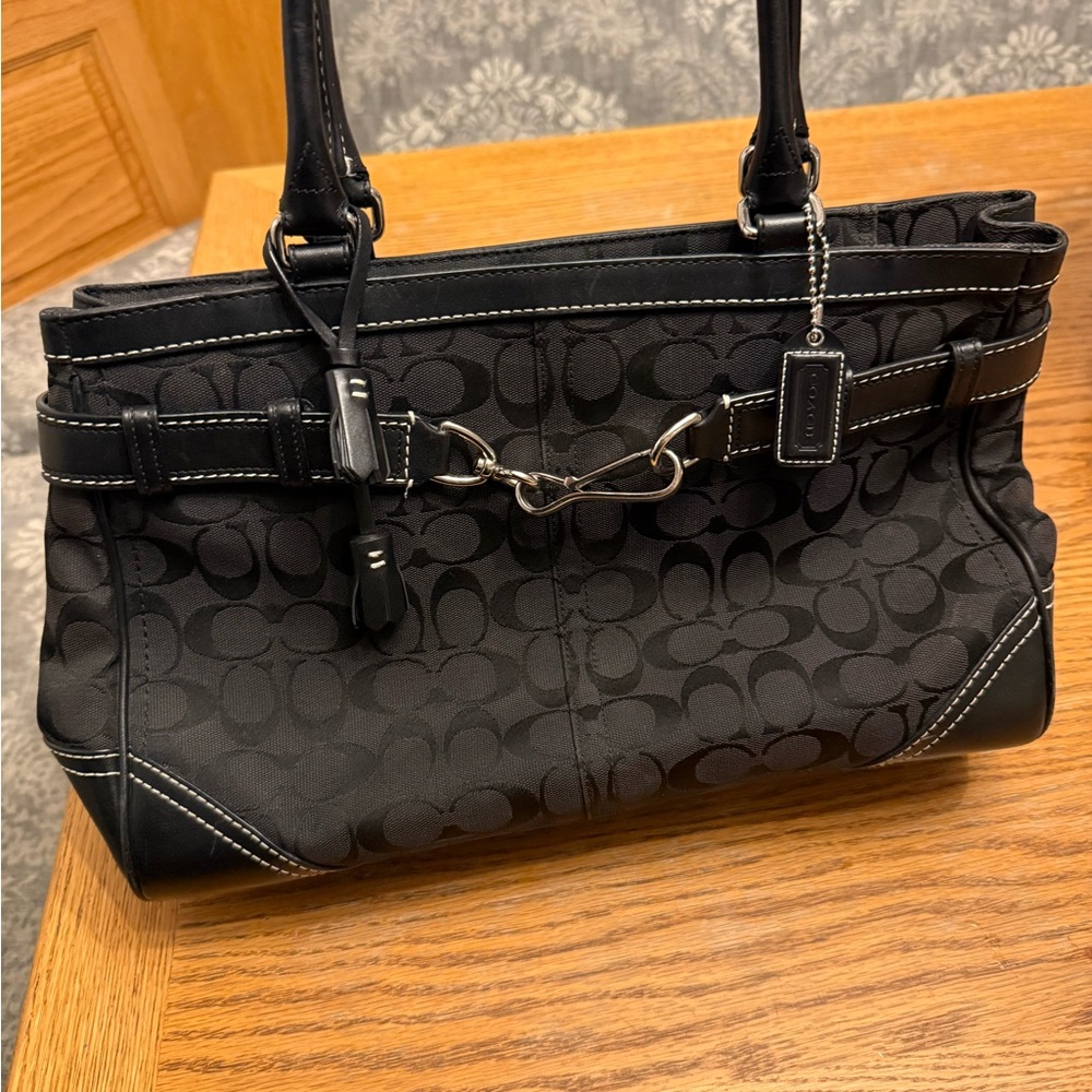 Coach Black Signature Tote Bag